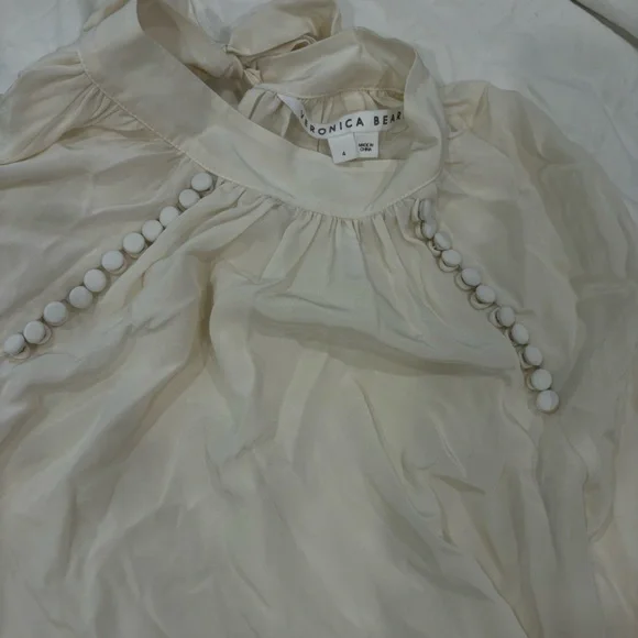 Veronica Beard Cream Blouse with Buttons - Picture 2 of 4